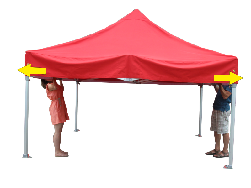 Frame easy-up tent helemaal openvouwen