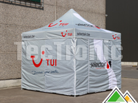 easy-up tent in kleur zilvergrijs met opdruk voor TUI Selectair.