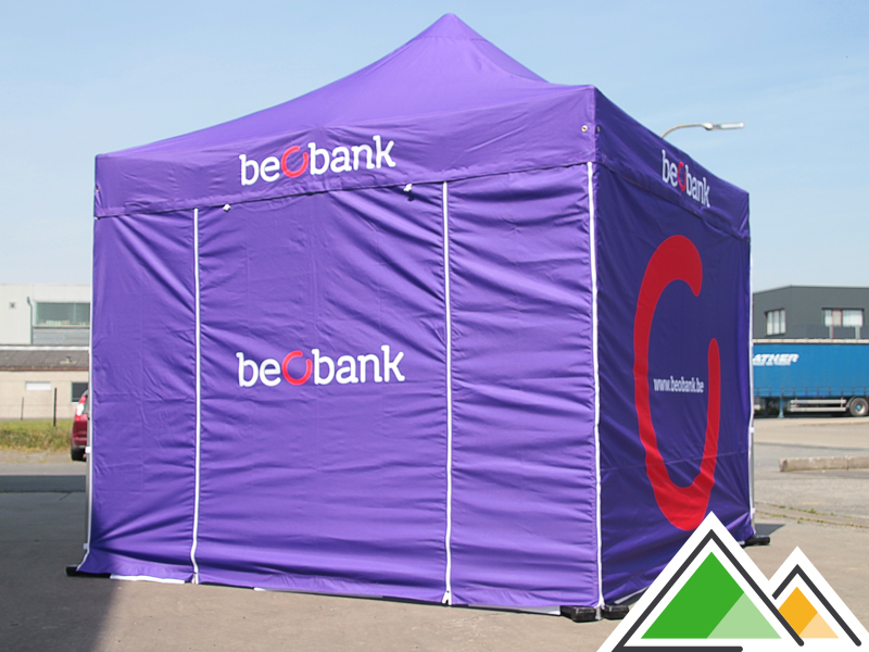 Bedrukte reclametent Beo bank