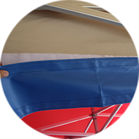Regengoot bevestigen aan velcroboord dakzeil easy-up tent